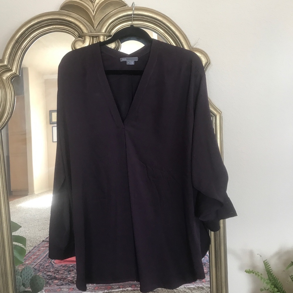 Vince eggplant silk tunic